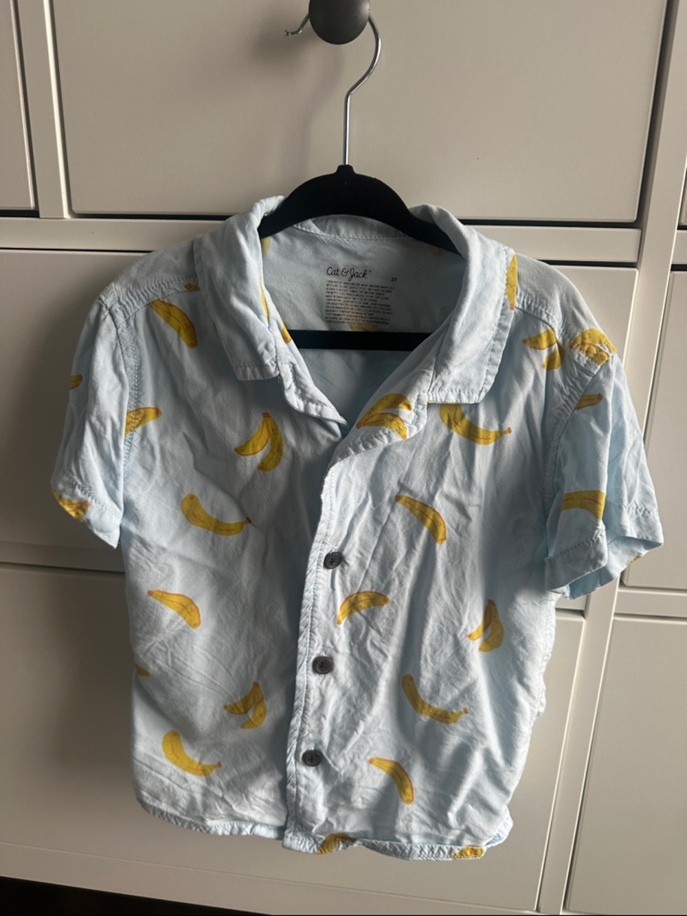 Cat & Jack Light Blue Shirt with Yellow Banana Print